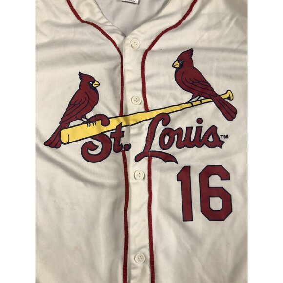 Cardinals Youth XL Buttons Jersey Shirt White Cream #16 Wong - Picture 2 of 10